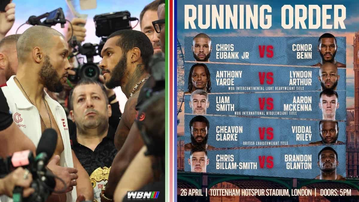 Eubank Jr vs Benn running order