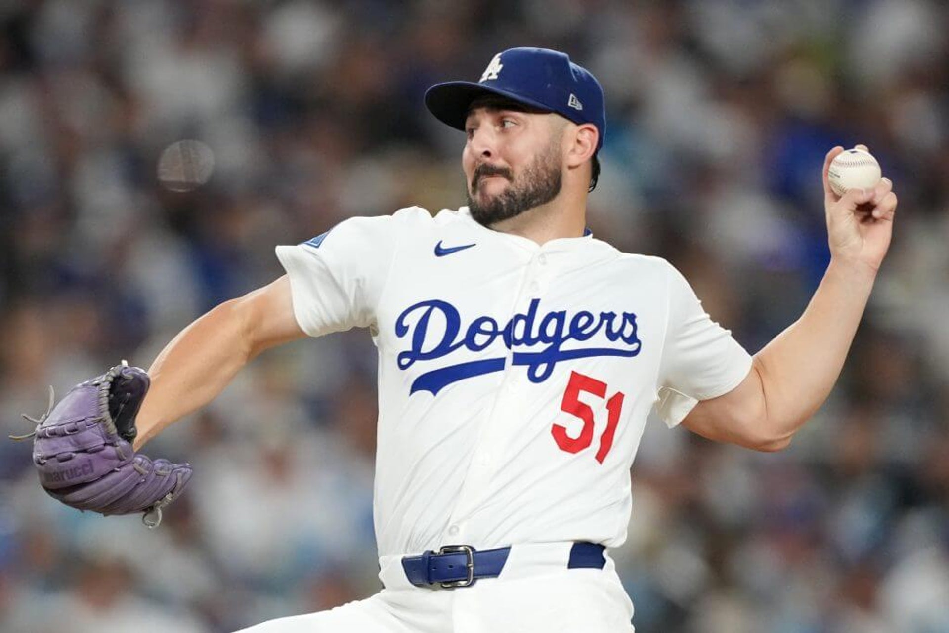Alex Vesia delivers a pitch for the Dodgers.