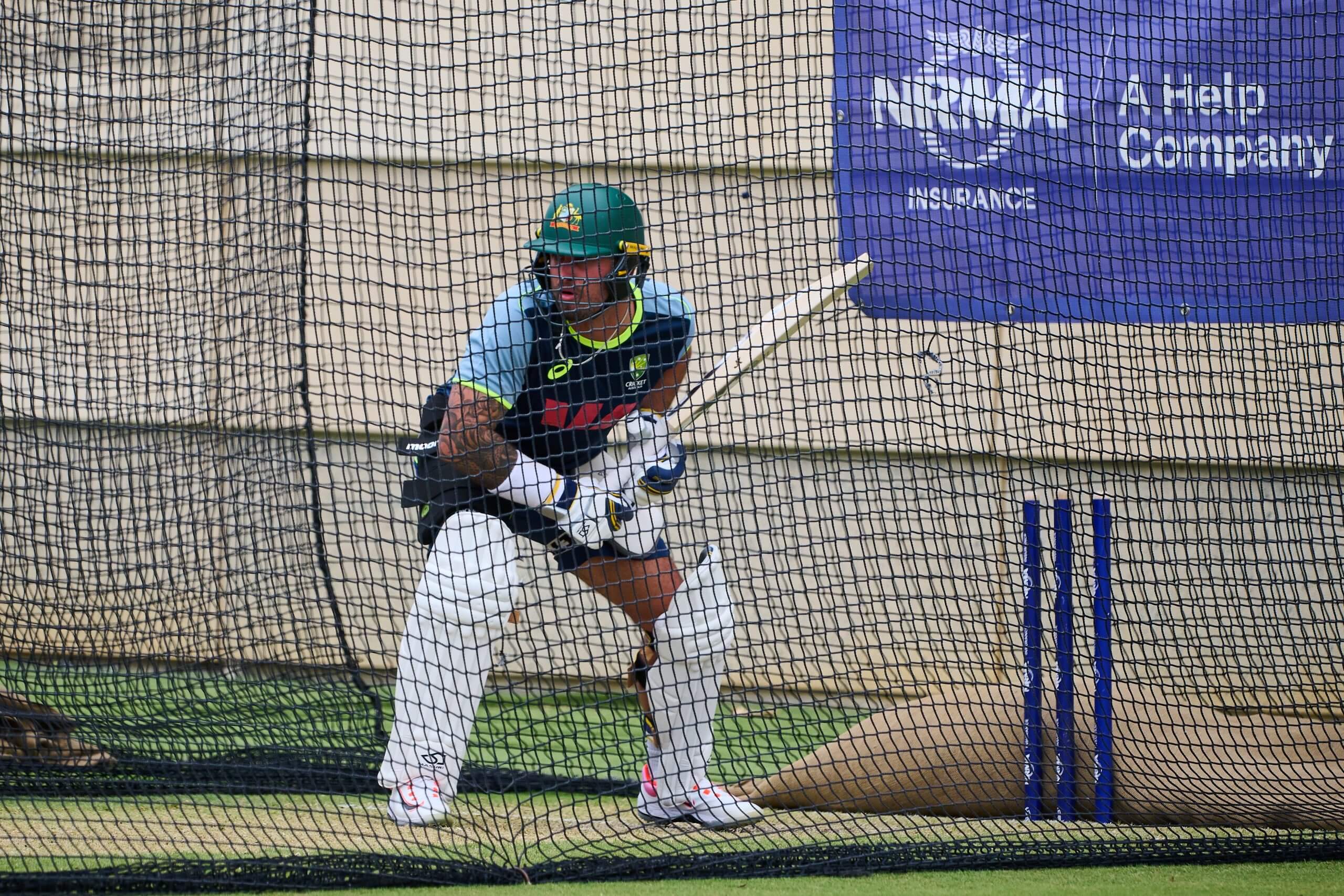 Jake Weatherald batting in the nets at Perth Stadium this week